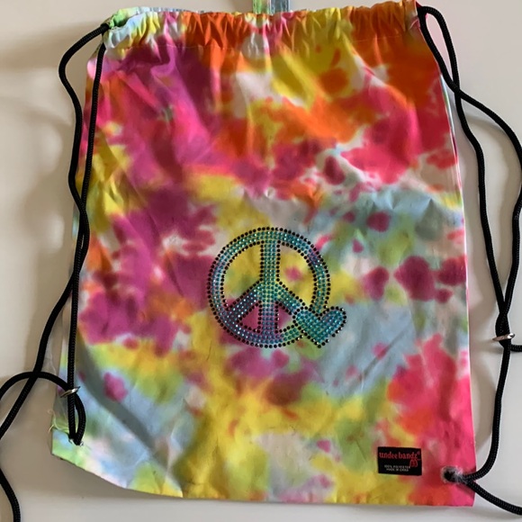 Tie Dye Peace And Love String Bag - Picture 1 of 2